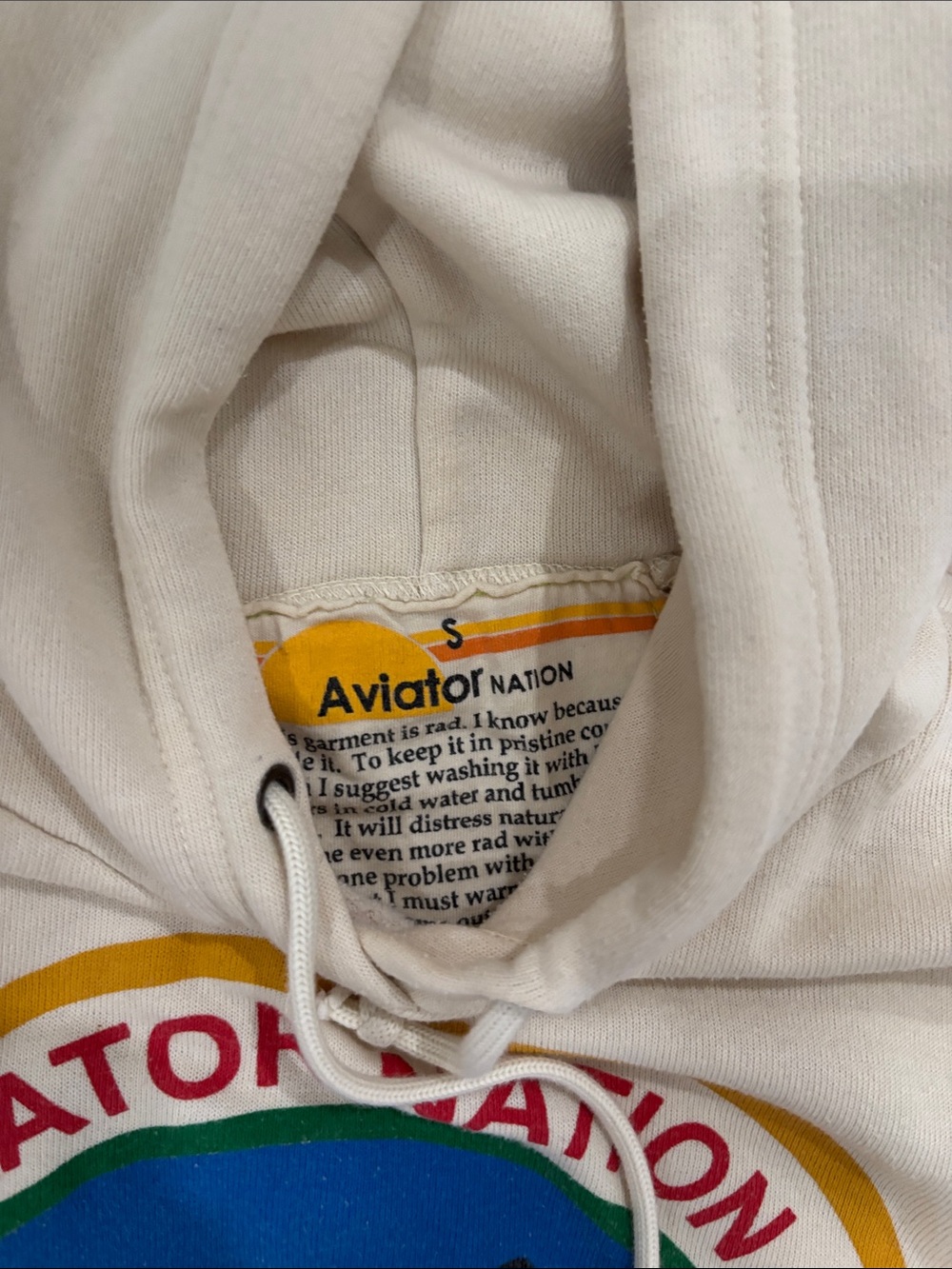 Aviator Nation Cream Hoodie size Small - Picture 2 of 4